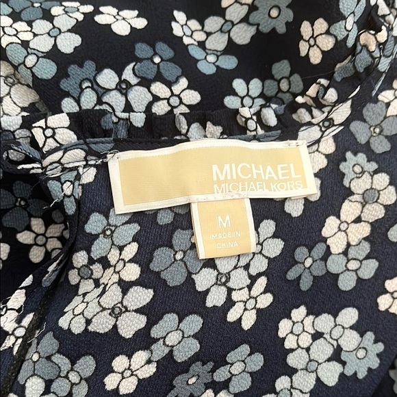 MICHAEL KORS Blue Floral Cold Shoulder Shorts Jumpsuit, Size M - Picture 11 of 14